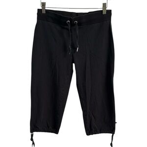 Sweaty Betty Black Drawstring Pull-On Active Capri Pants with Hem Ties Size M
